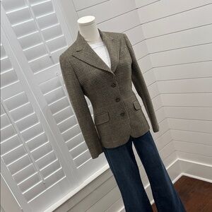 Brook Brothers, Size 2, Classic Brown Checkered Women's Blazer